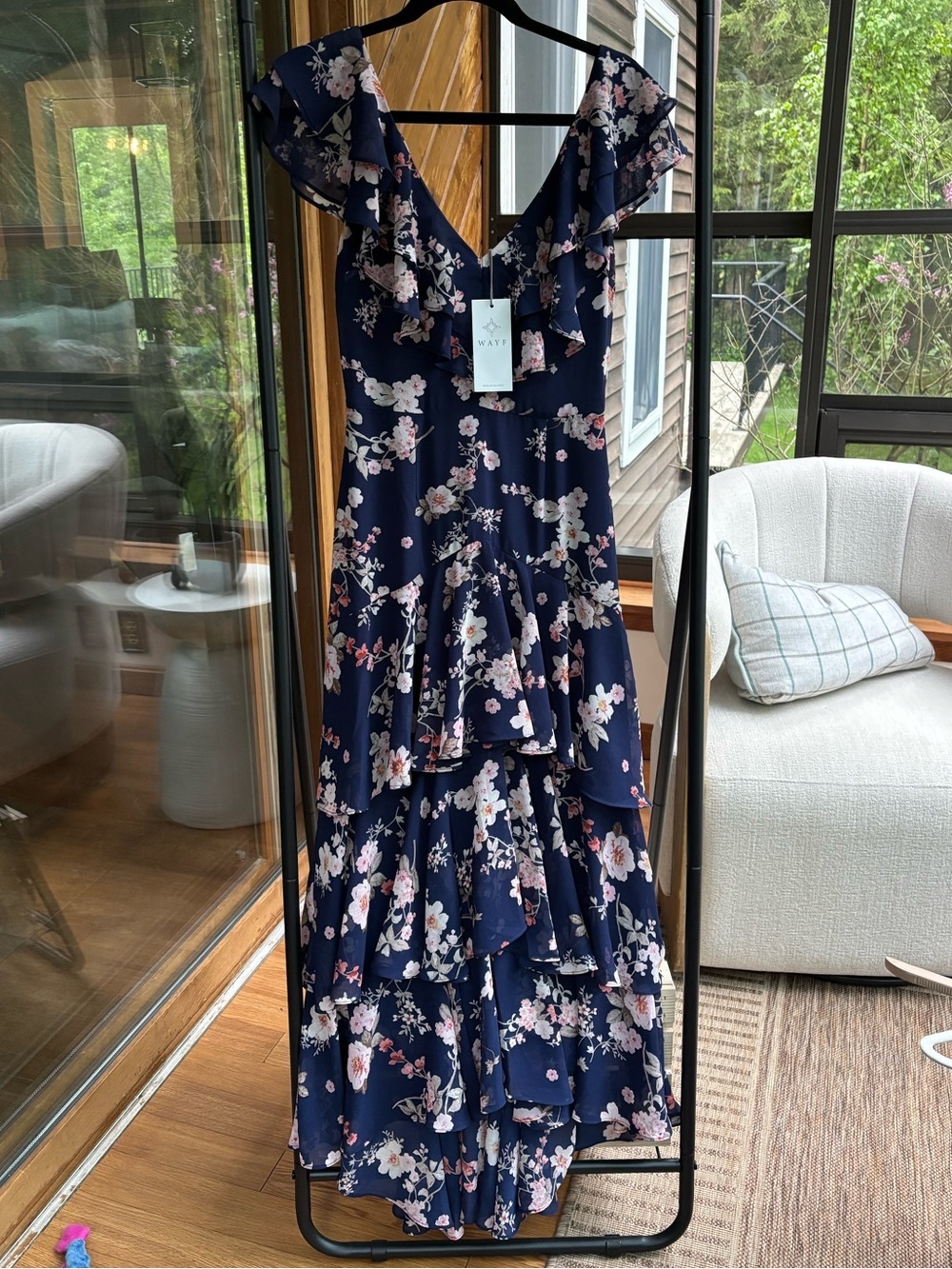 NWT Wayf Navy and Pink Floral Maxi Dress